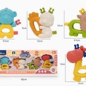 Baby Rattle & Teether Set – Animal Sensory Toys (3+ Months)